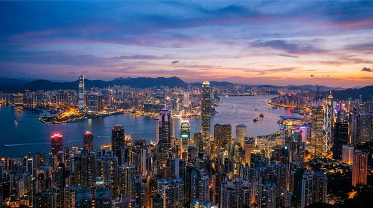 Skyline malam Hongkong